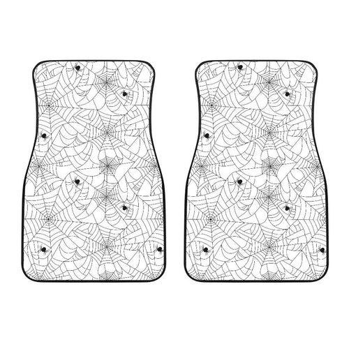 Spider Web Cobweb Pattern White Background Front Car Mats