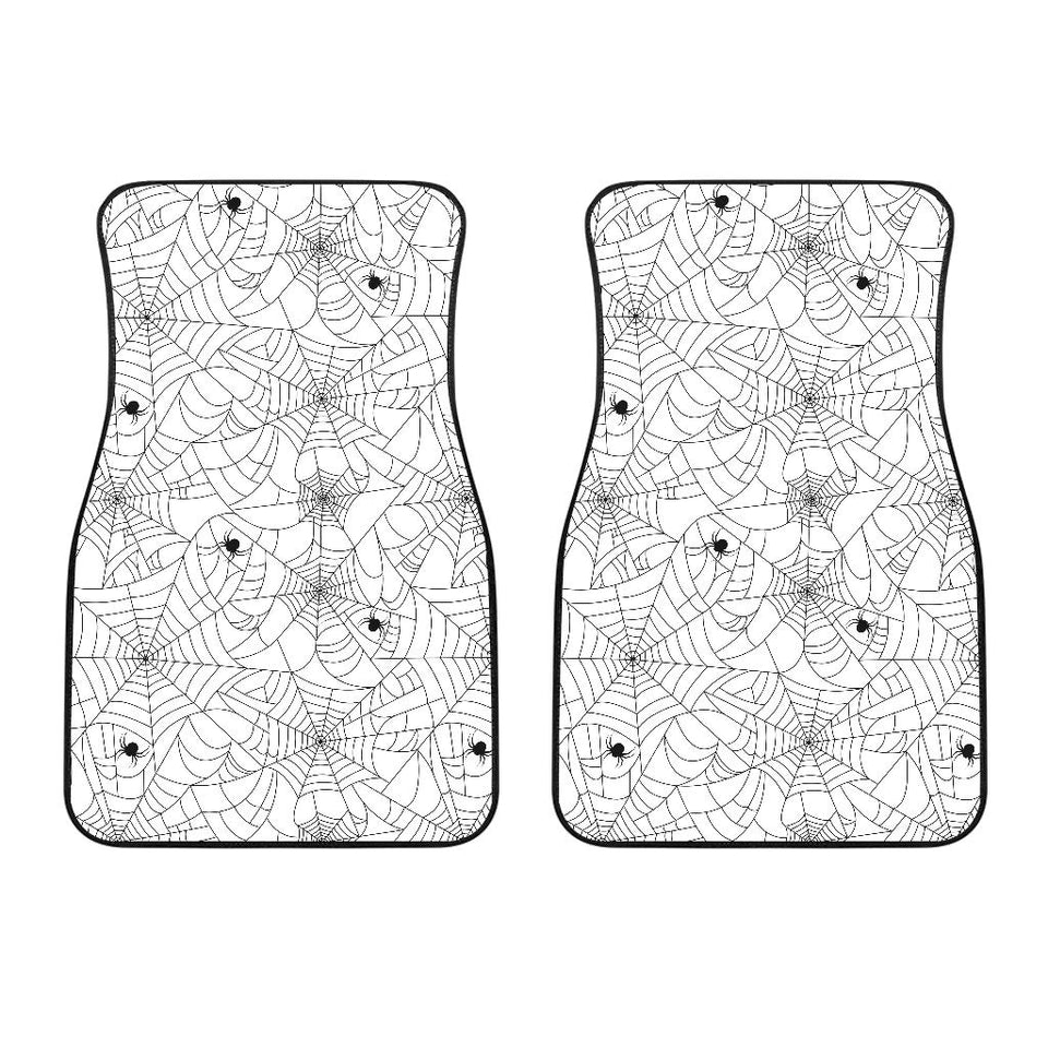 Spider Web Cobweb Pattern White Background Front Car Mats