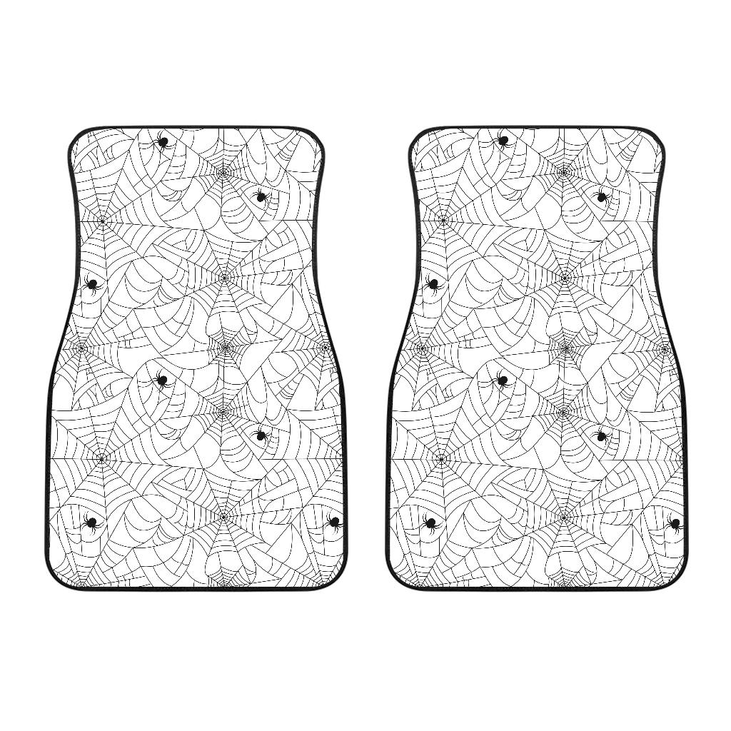 Spider Web Cobweb Pattern White Background Front Car Mats