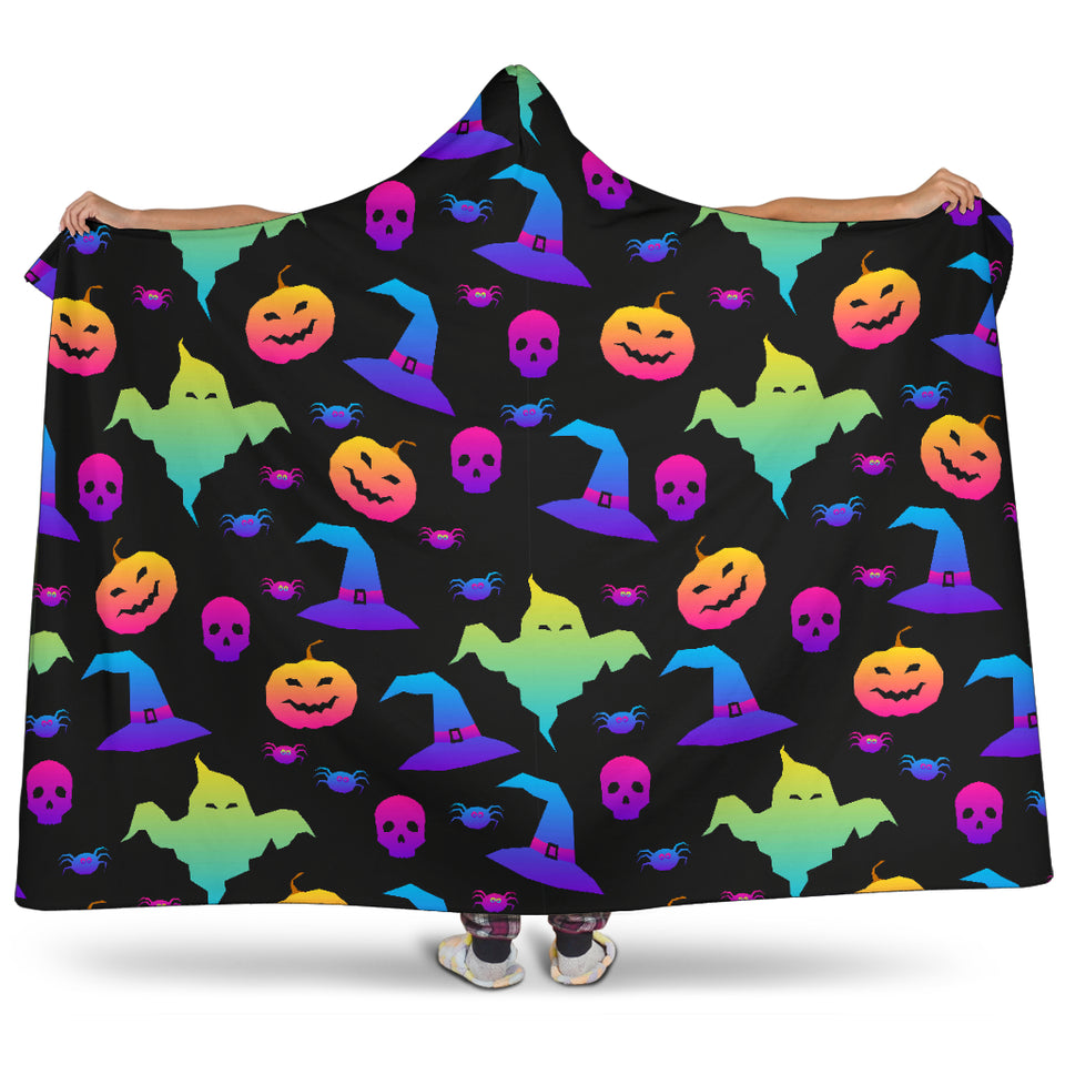 Colorful Halloween Background Hooded Blanket