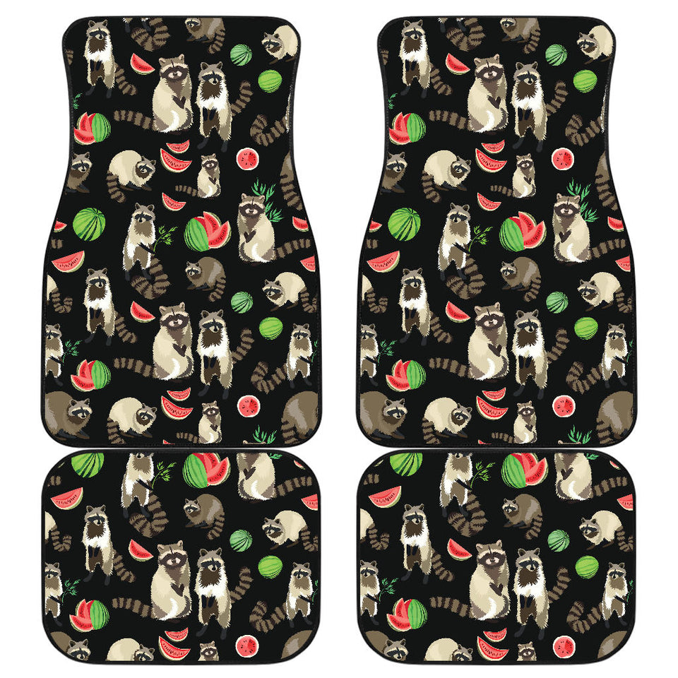 Raccoon Watermelon Pattern Front And Back Car Mats
