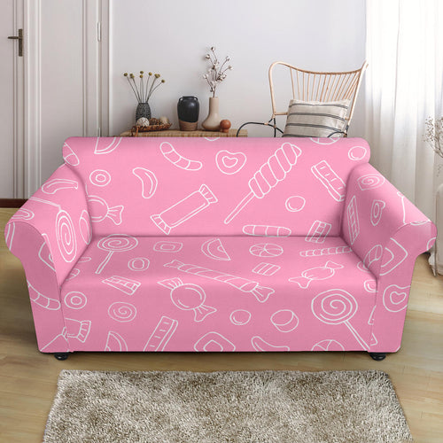 Sweet Candy Pink Background Loveseat Couch Slipcover