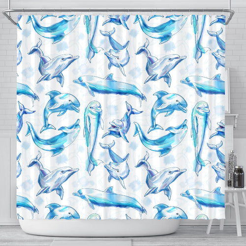 Watercolor Dolphin Pattern Shower Curtain Fulfilled In US