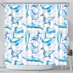 Watercolor Dolphin Pattern Shower Curtain Fulfilled In US