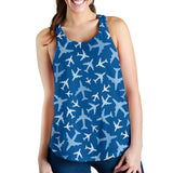 Airplane pattern in the sky Women Racerback Tank Top
