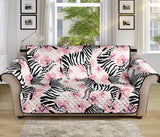 Zebra pink flower background Sofa Cover Protector