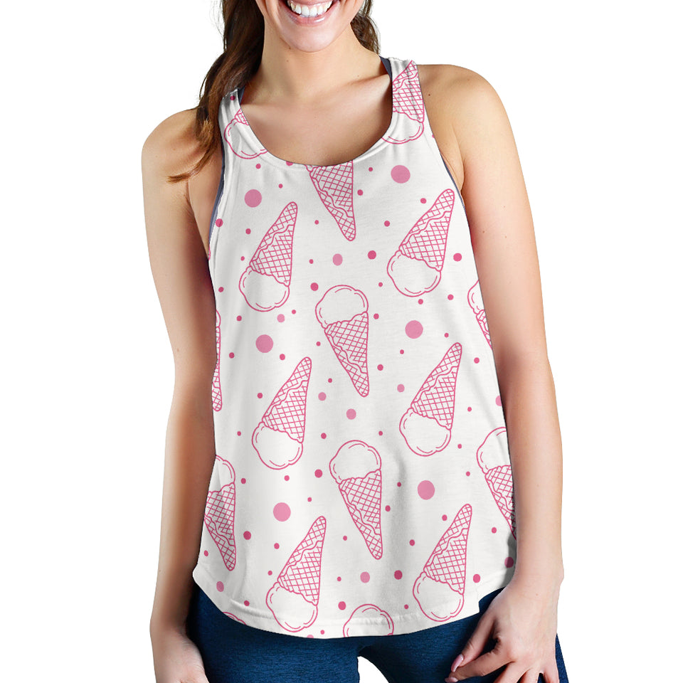 Hand drawn ice cream pattern Women Racerback Tank Top