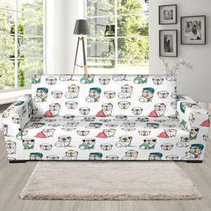 English Bulldog Pattern Print Design 03 Sofa Slipcover