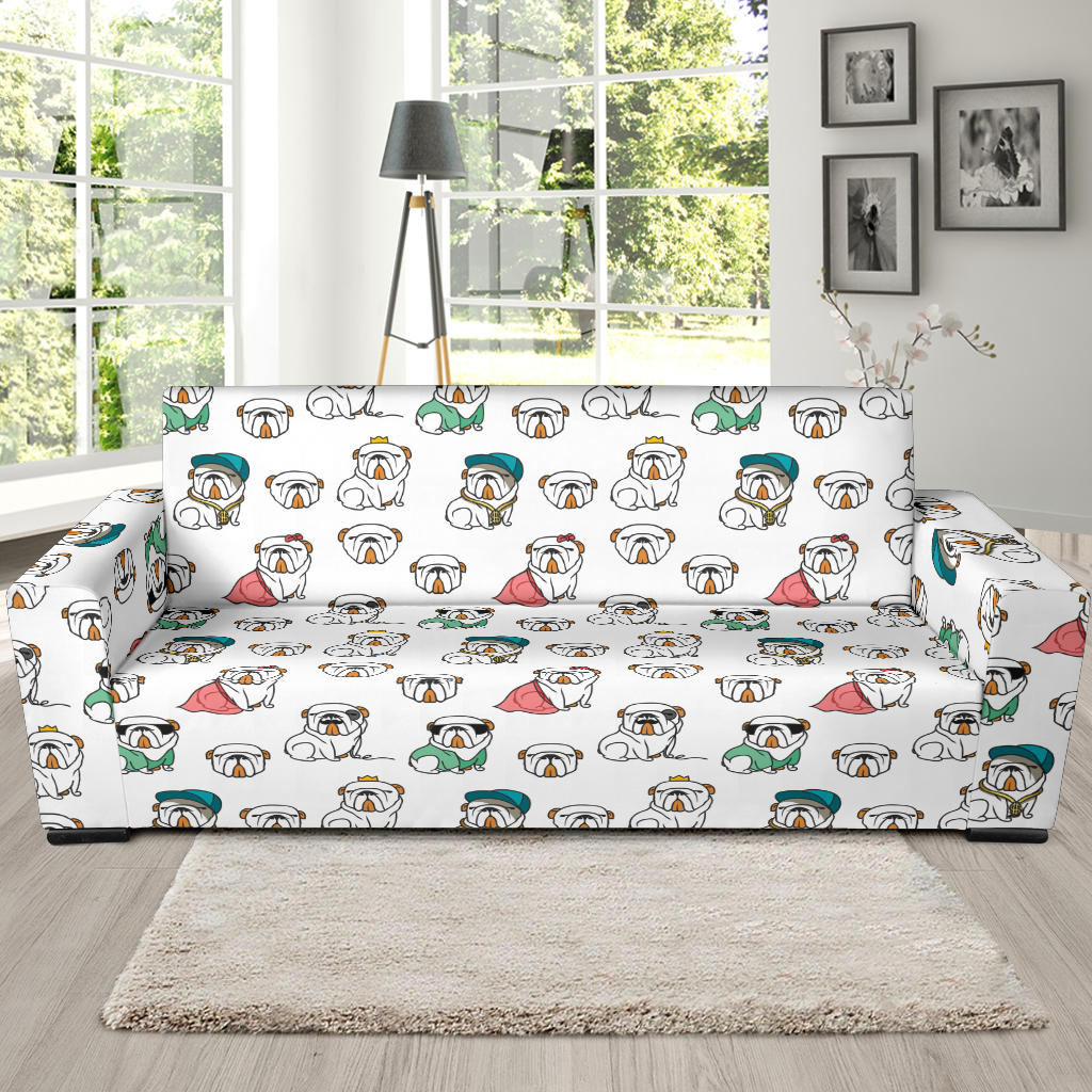 English Bulldog Pattern Print Design 03 Sofa Slipcover