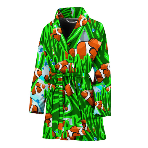 Clown Fish Pattern Print Design 01 Women's Bathrobe