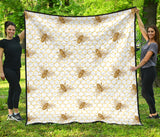 Bee Honeycomb Seamless Design Pattern Premium Quilt