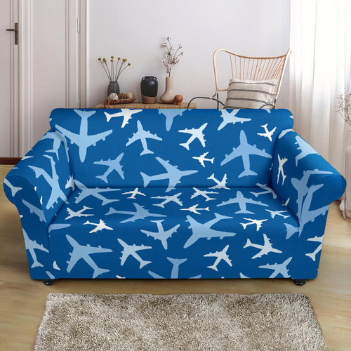 Airplane Pattern In The Sky Loveseat Couch Slipcover