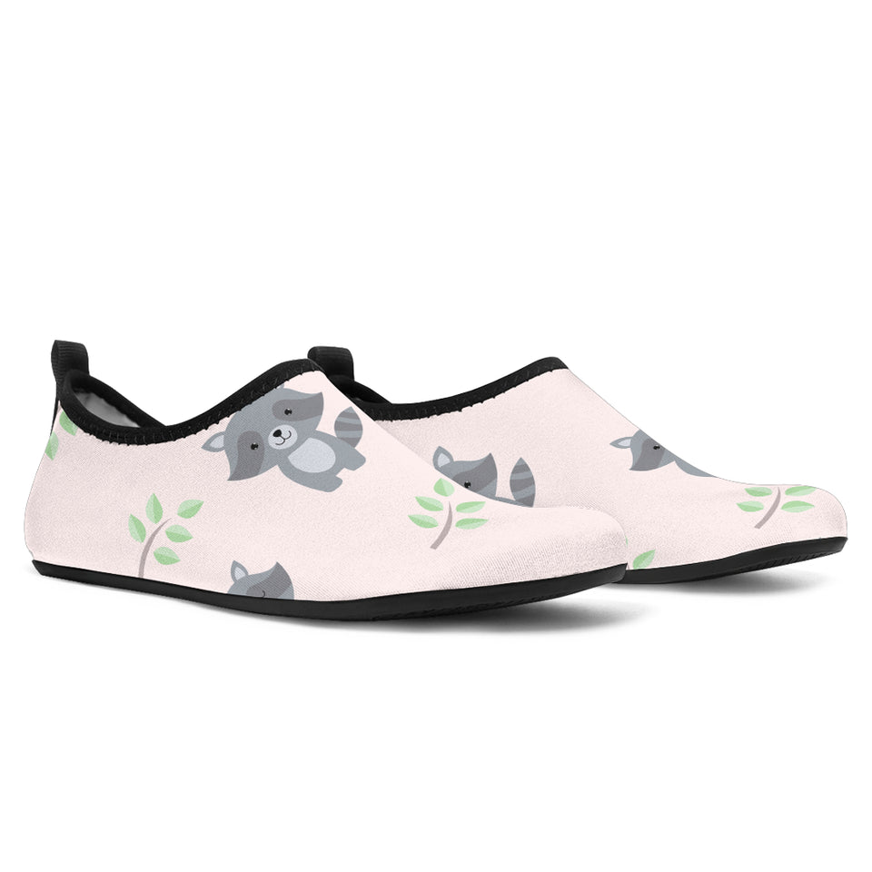 Cute Raccoons Leaves Pattern Aqua Shoes