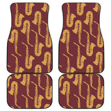 Hand Drawn Gold Saxophone Red Background  Front And Back Car Mats