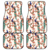 Peacock Tropical Flower Pattern Front And Back Car Mats