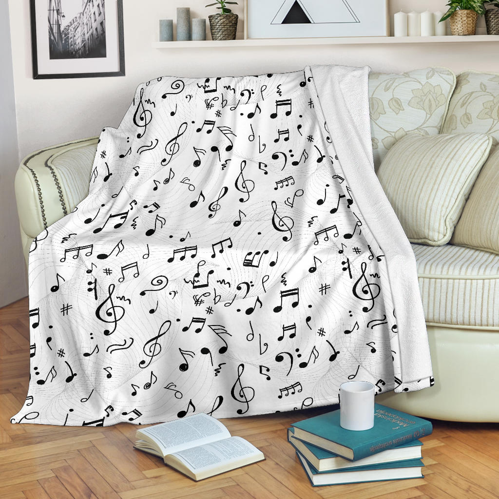 Music Notes Pattern Print Design 04 Premium Blanket