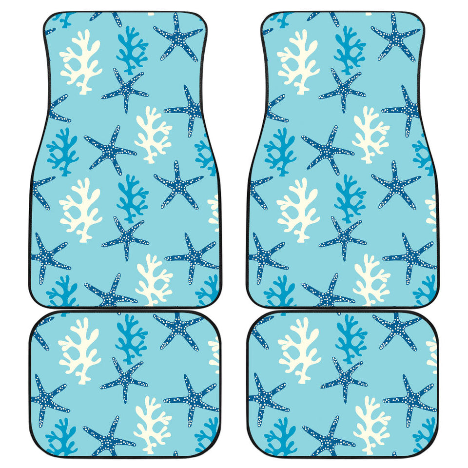 Blue Starfish Coral Reef Pattern Front And Back Car Mats