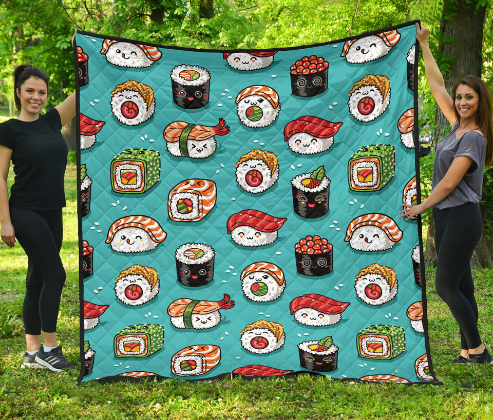 Cute Sushi Pattern Premium Quilt