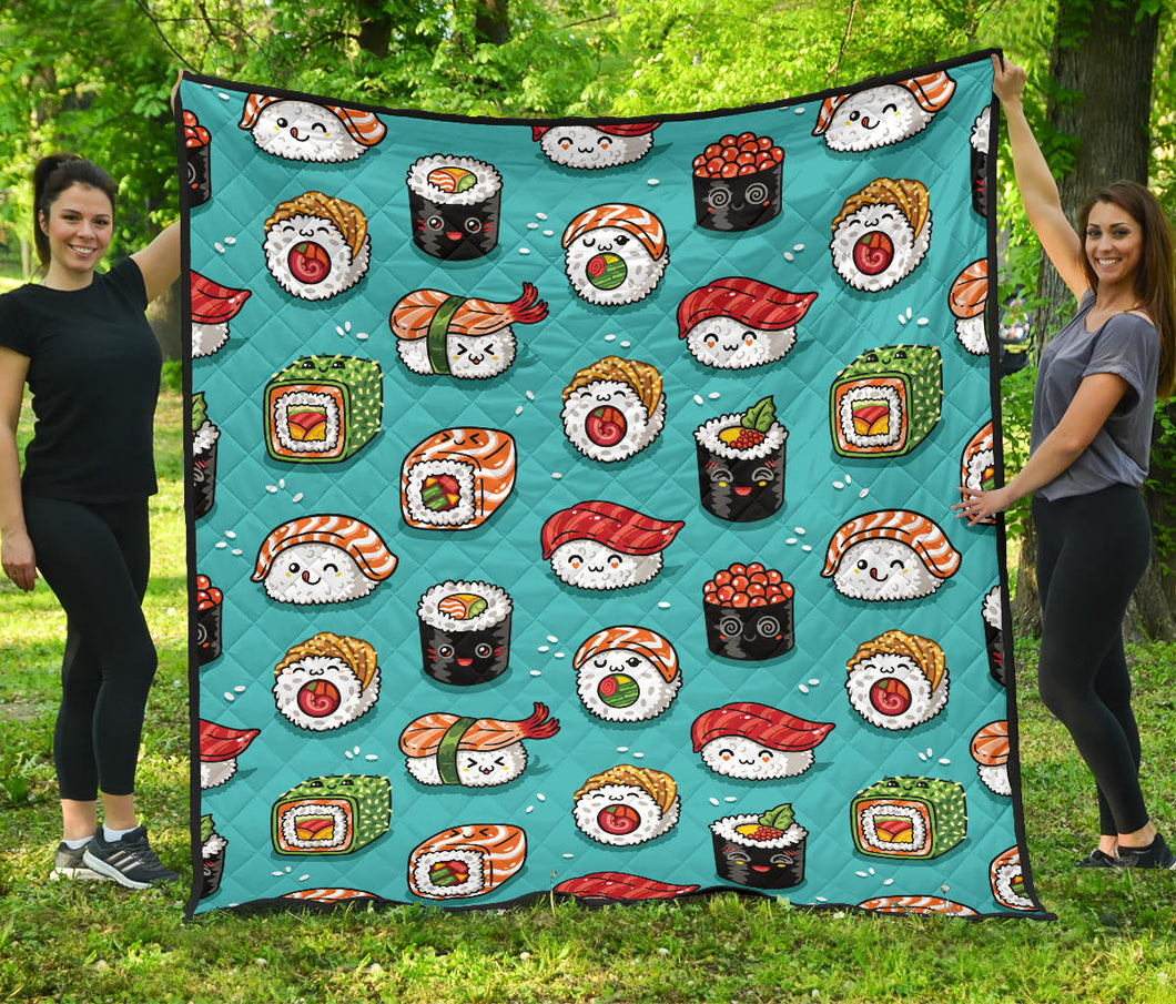 Cute Sushi Pattern Premium Quilt
