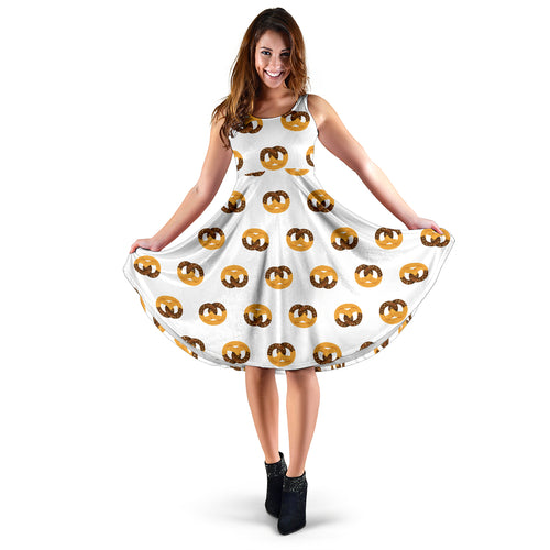Pretzels Pattern Print Design 02 Sleeveless Midi Dress