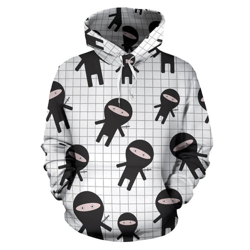 Ninja Pattern Plaid Background Men Women Pullover Hoodie