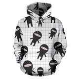 Ninja Pattern Plaid Background Men Women Pullover Hoodie