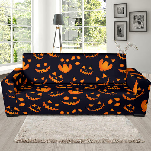 Halloween Pattern Pumpkin Background Sofa Slipcover