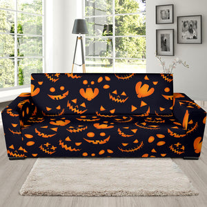 Halloween Pattern Pumpkin Background Sofa Slipcover