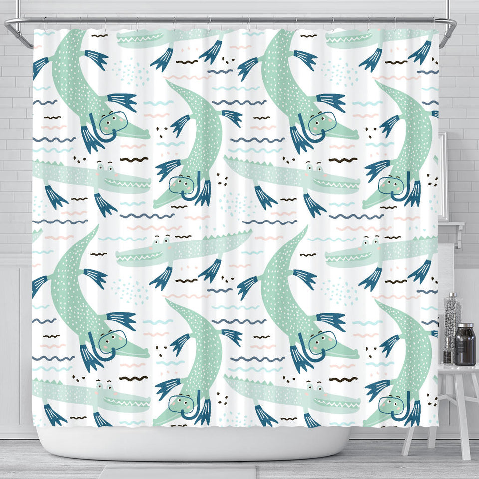 Crocodile Diver Pattern Shower Curtain Fulfilled In US