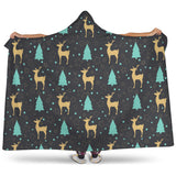 Deers Star Tree Pattern Hooded Blanket