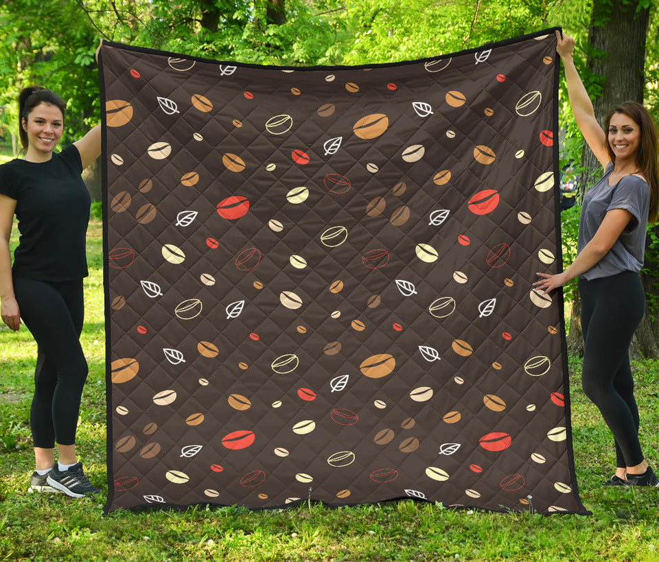 Coffee Bean Leave Pattern Premium Quilt