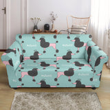 Poodle Dog Green Background Loveseat Couch Slipcover