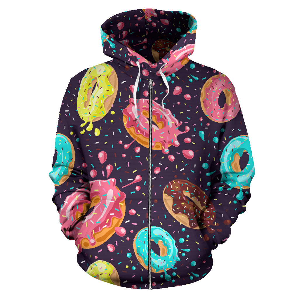 Colorful Donut Glaze Pattern Zip Up Hoodie