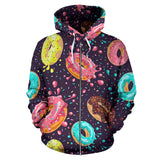 Colorful Donut Glaze Pattern Zip Up Hoodie