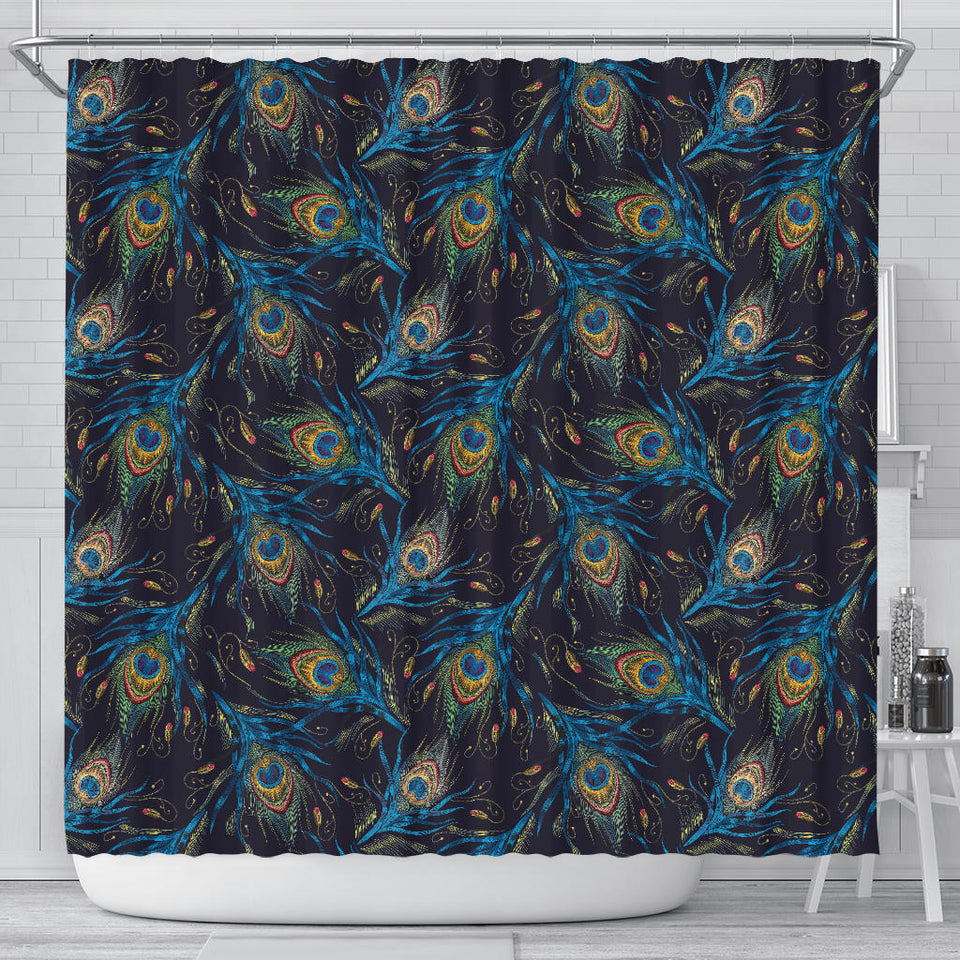 Beautiful Peacock Feather Pattern Shower Curtain Fulfilled In US