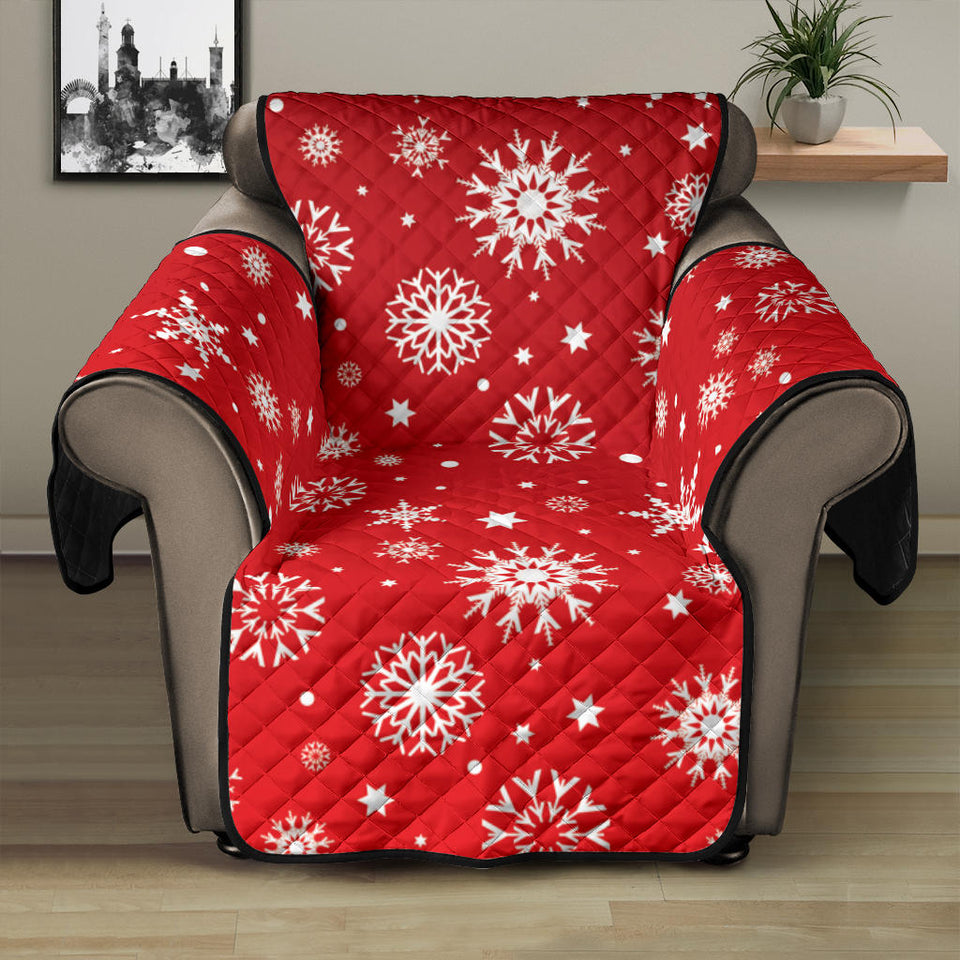 Snowflake pattern red background Recliner Cover Protector