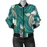 Koi Fish Carp Fish Lotus Pattern Women'S Bomber Jacket