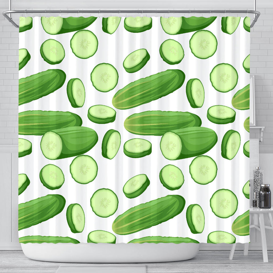 Cucumber Whole Slices Pattern Shower Curtain Fulfilled In US