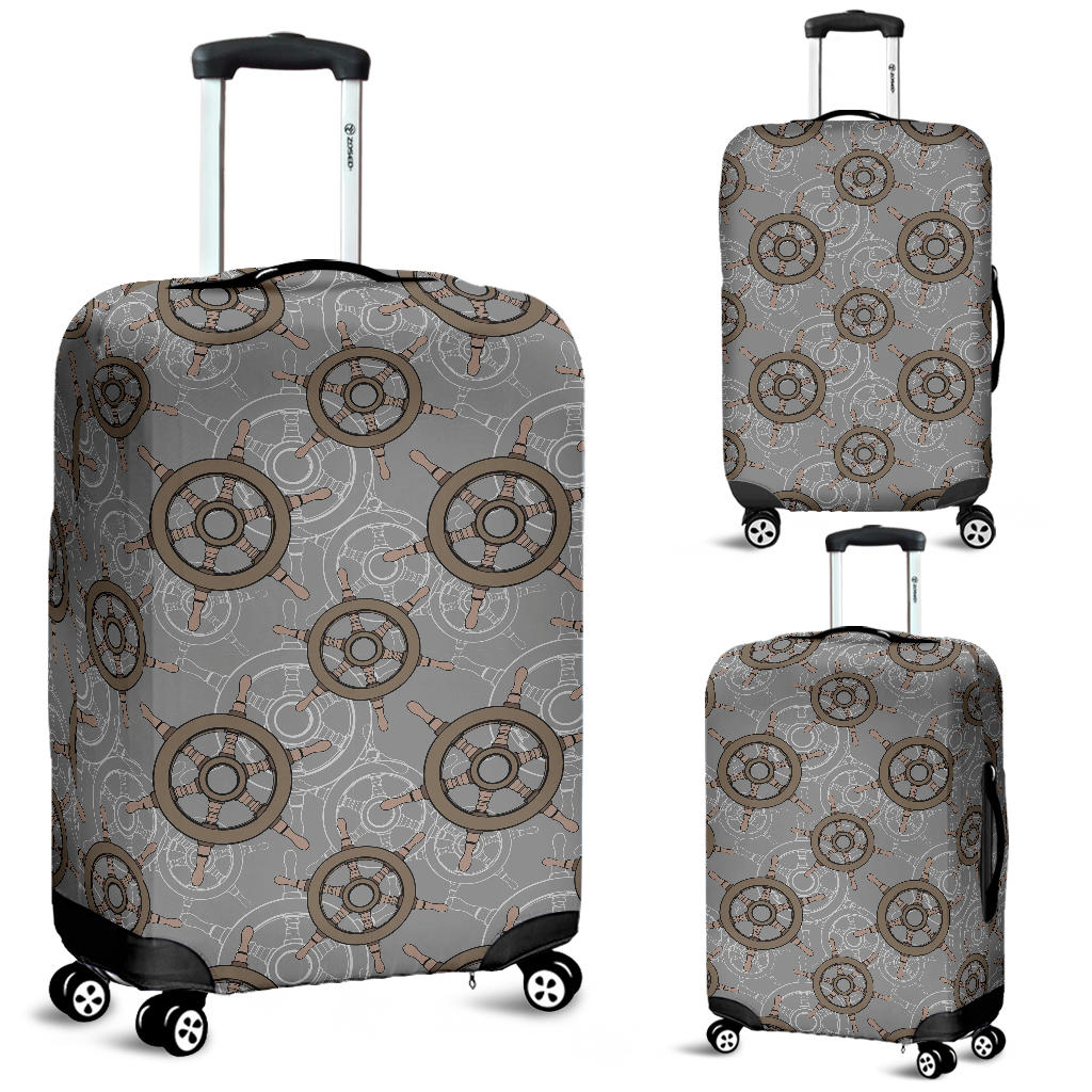 Nautical Wood Steering Wheel Pattern Luggage Covers