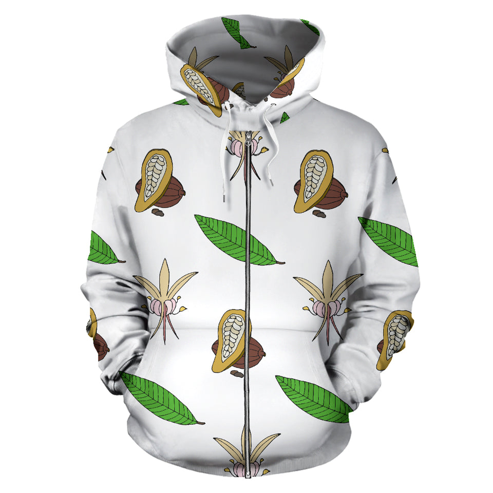 Color Hand Drawn Cocoa Pattern Zip Up Hoodie