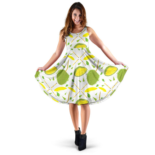 Durian Pattern Background Sleeveless Midi Dress
