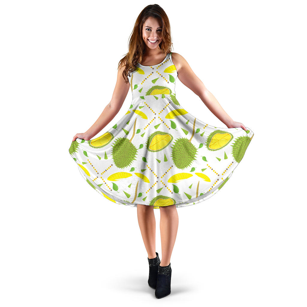 Durian Pattern Background Sleeveless Midi Dress