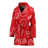 Sushi Pattern Red Background Women'S Bathrobe