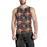 Sugar skulls flower maxican pattern Men Tank Top
