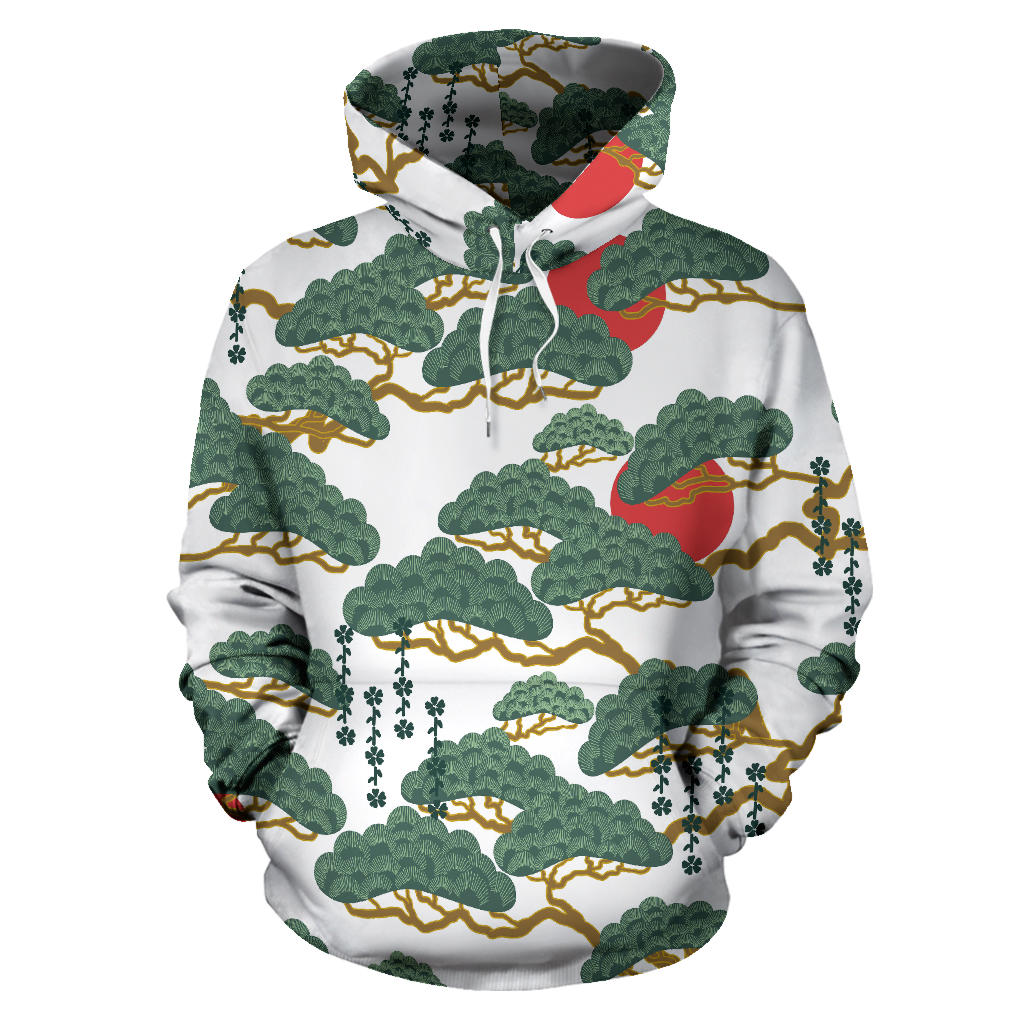 Bonsai Red Sun Japanese Pattern Men Women Pullover Hoodie