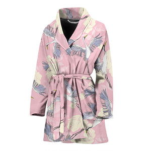 Japanese Crane Rose Pattern Women'S Bathrobe