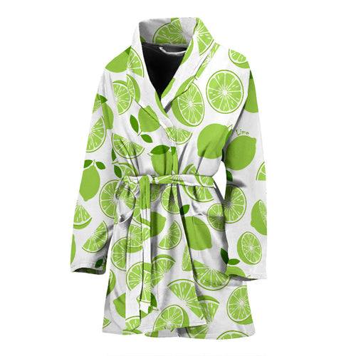 Lime Design Pattern Women'S Bathrobe