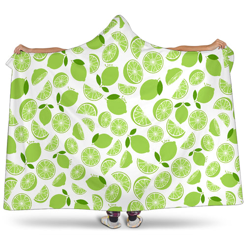 Lime Design Pattern Hooded Blanket