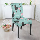 Poodle Dog Green Background Dining Chair Slipcover