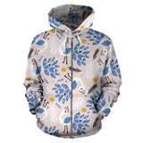 Cute Peacock Pattern Zip Up Hoodie